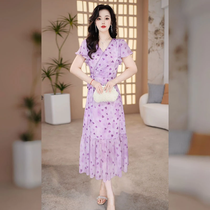 【千羽定制】法式碎花连衣裙女2025夏季今年流行减龄收腰显瘦裙子