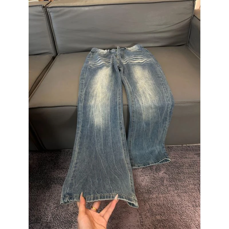 K8-2 【主播同款窄版】夏季新款休闲牛仔裤高街潮流痞帅百搭长裤