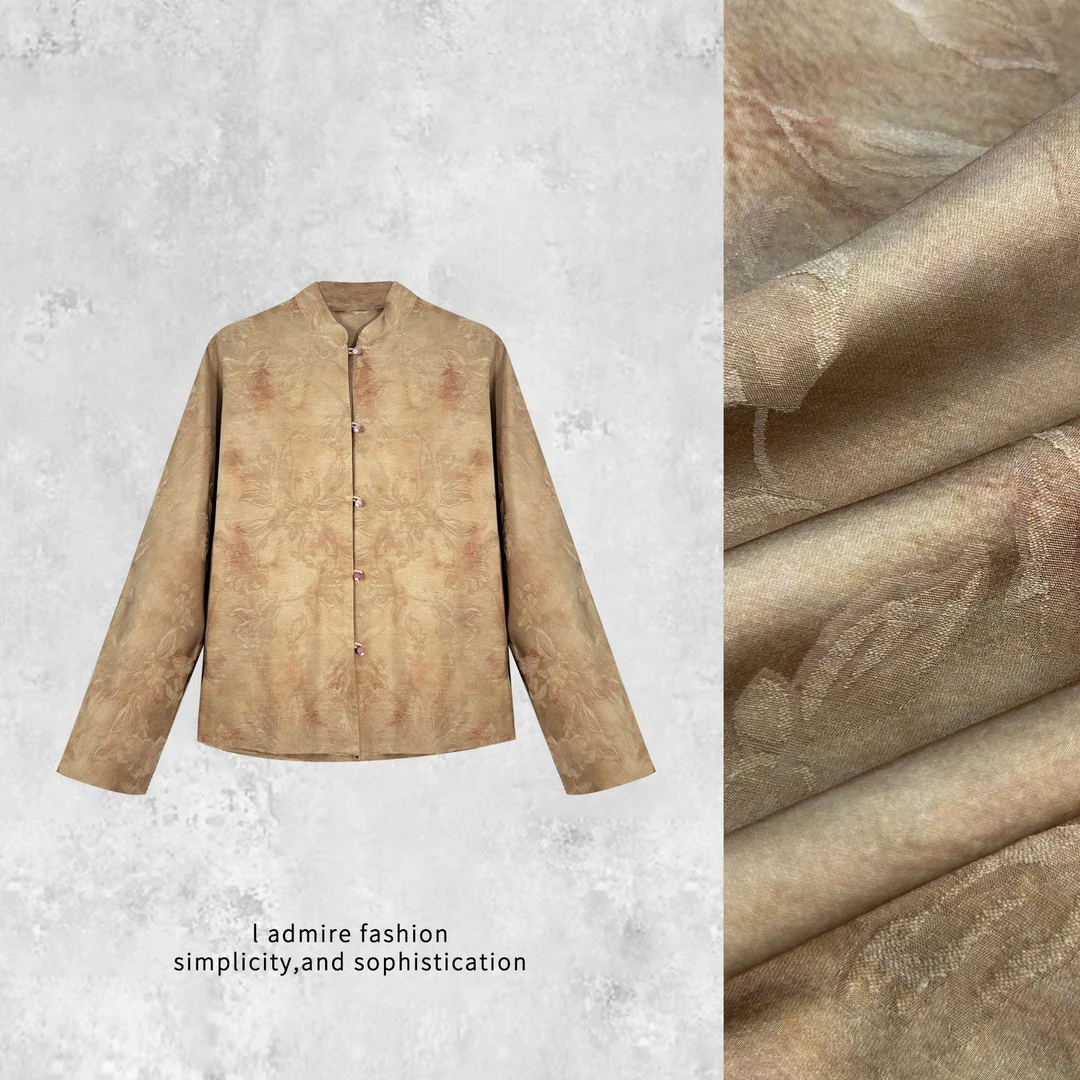 温温【岁穗】羊毛外套女中式国风提花气质时尚立领冬季上衣412801