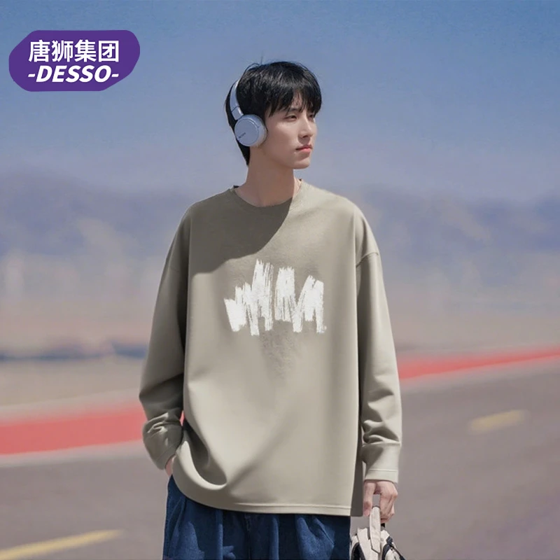 唐狮集团DESSO长袖t恤男士秋季2025新款美百搭休闲印花上衣青少年