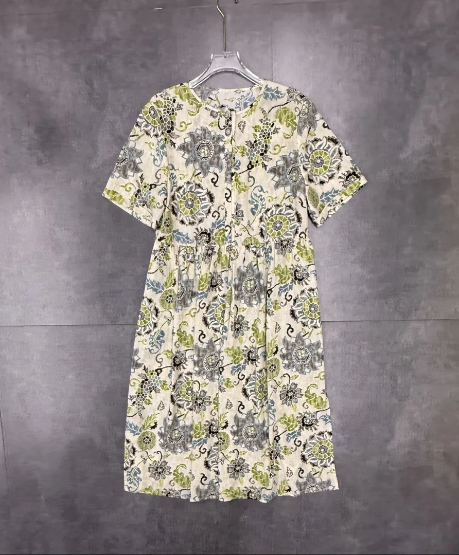 25532【来自艾米精品】伊甸园法式百搭休闲圆领连衣裙