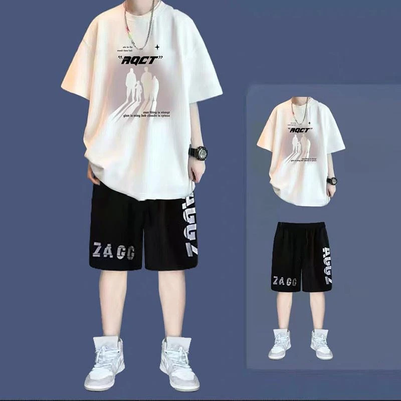 青少年短袖t恤男孩高中初中学生纯棉半袖大童夏天凉感宽松上衣服