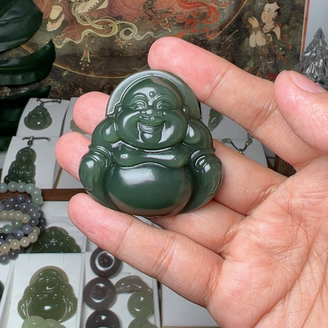 和田玉吊坠(不含链)未镶嵌发****子50mm佛公特价款