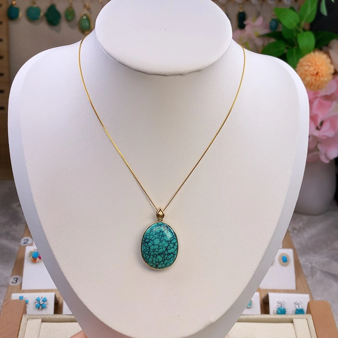 绿松石18K金镶嵌颈饰