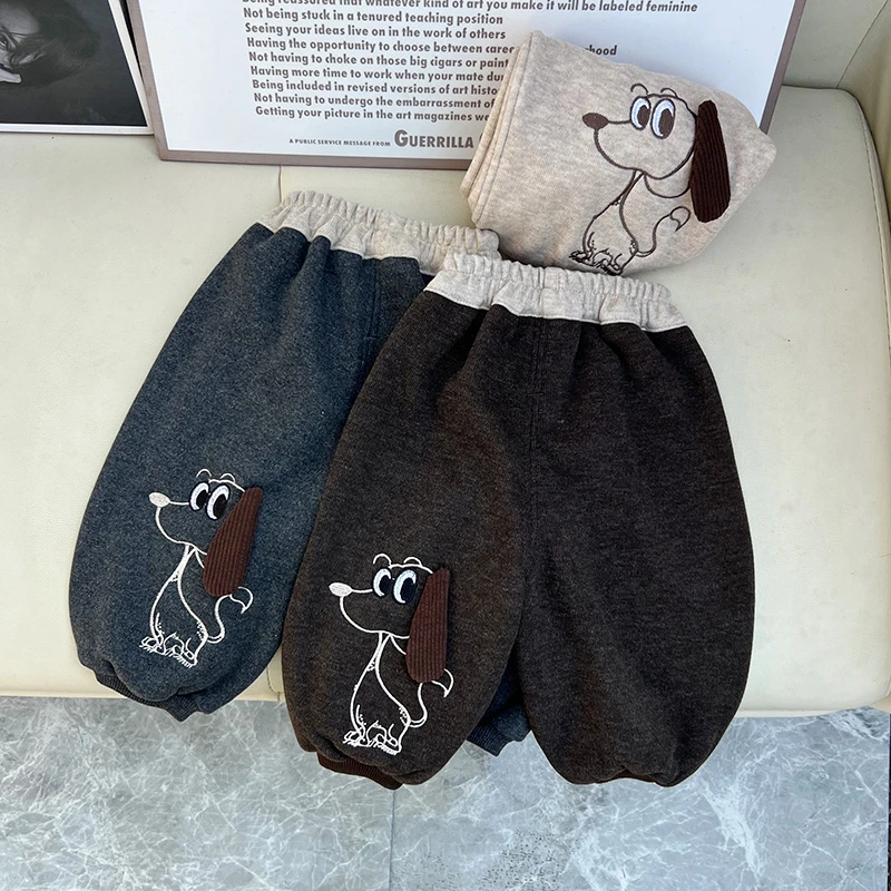 宝宝秋冬加绒PP长裤新款童装男女童婴儿保暖休闲裤子儿童卡通衣服