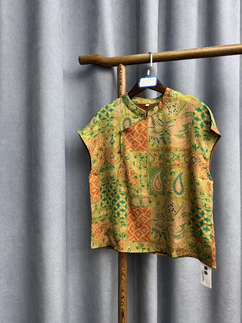 （瑕疵）夏季新款时尚简约新中式桑蚕丝奥黛上衣女y170