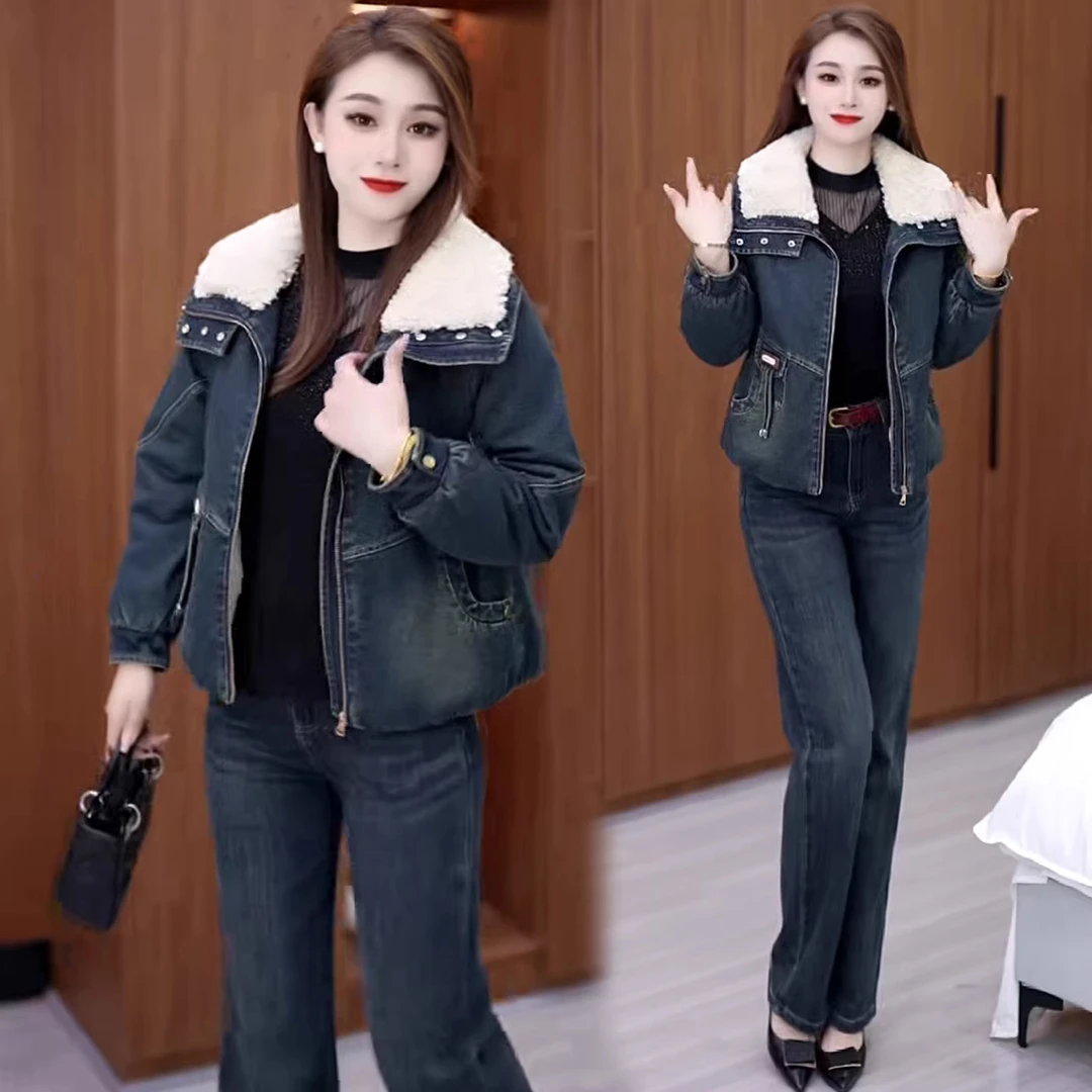 巨好看的牛仔外套女新款今年流行爆款加绒派克棉服高级感时髦上衣