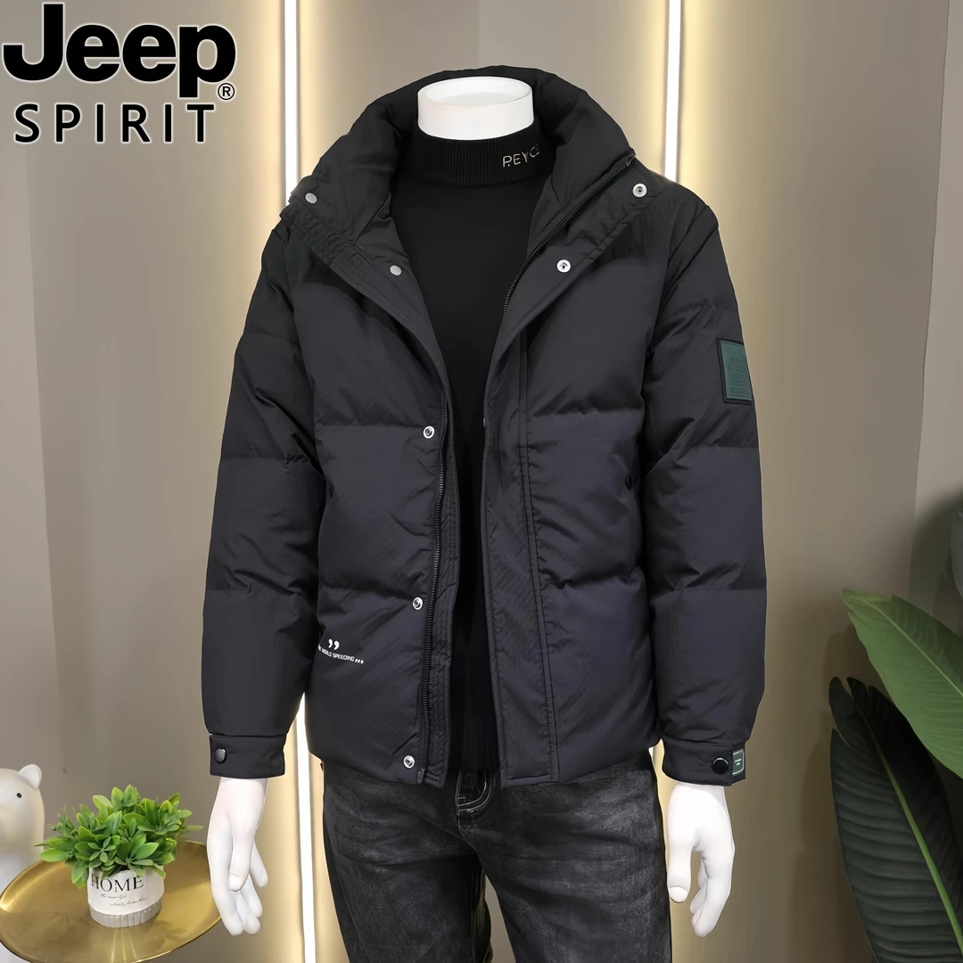 Jeep吉普立领羽绒服男士冬季新款高端时尚复古面包服保暖外套百搭