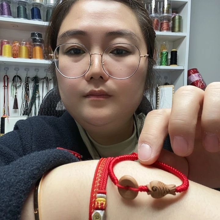 纯手工编织桃木平安扣年年有鱼