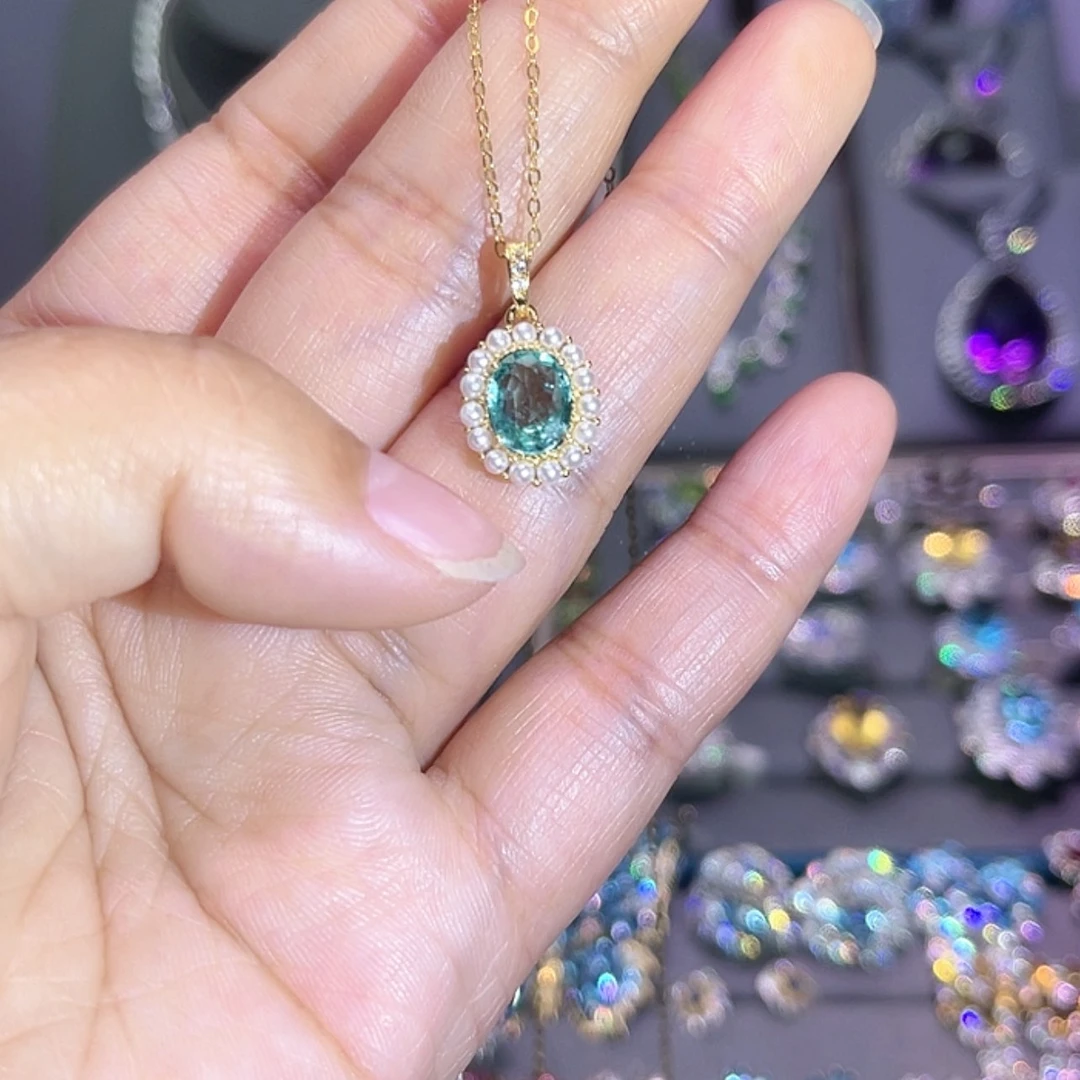 【闪购商品】祖母绿吊坠银S925镶嵌芳**青