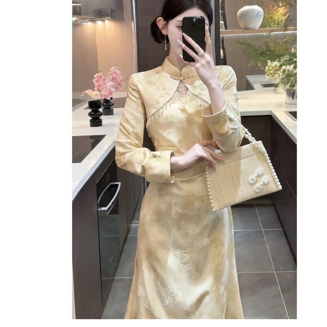 【周粥】【江离】2025早春新款气质显瘦旗袍裙预C5LYQ0049A