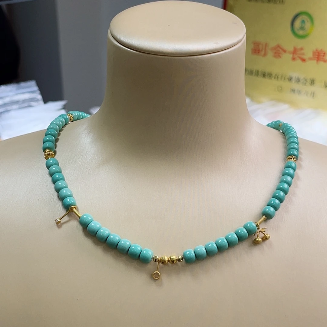 绿松石珠宝奇石18K金镶嵌