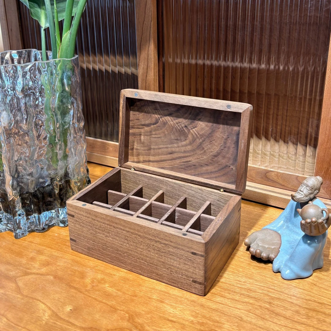 018微瑕清仓专属中式木制黑胡桃精油盒17*10*7.5