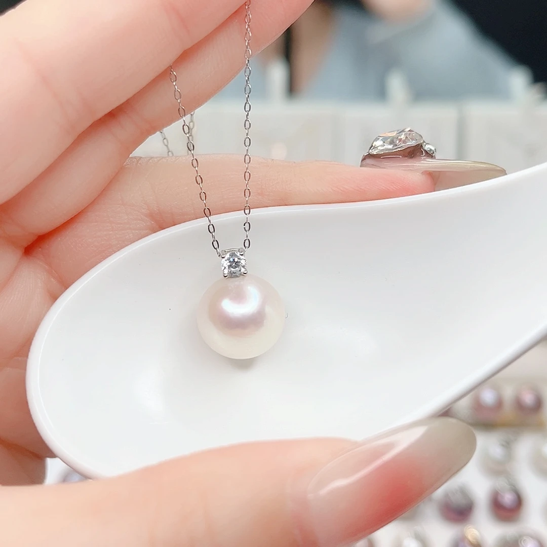 银S925镶嵌淡水珍珠吊坠(不含链)