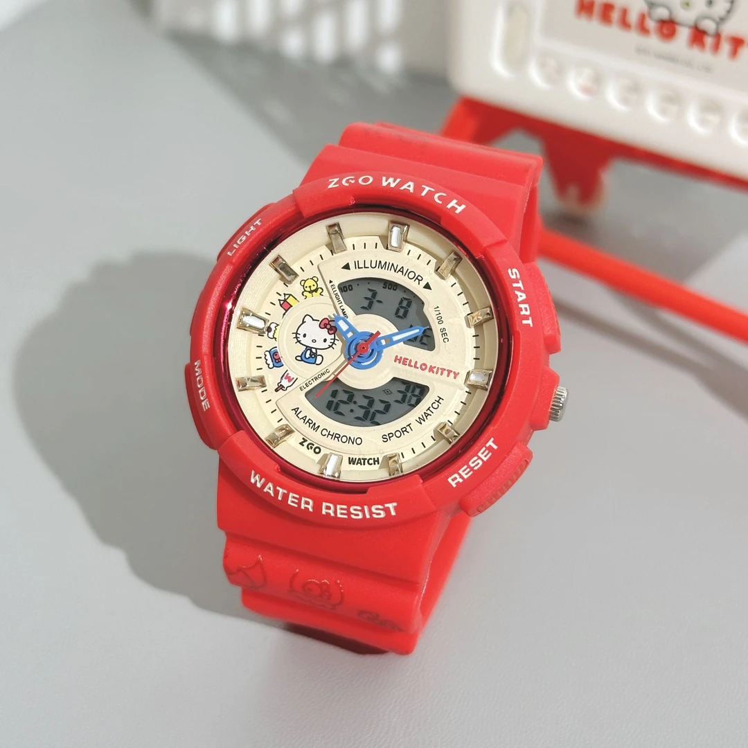 正港三丽鸥hellokitty电子表初中女生正版时尚夜光防水学生手表