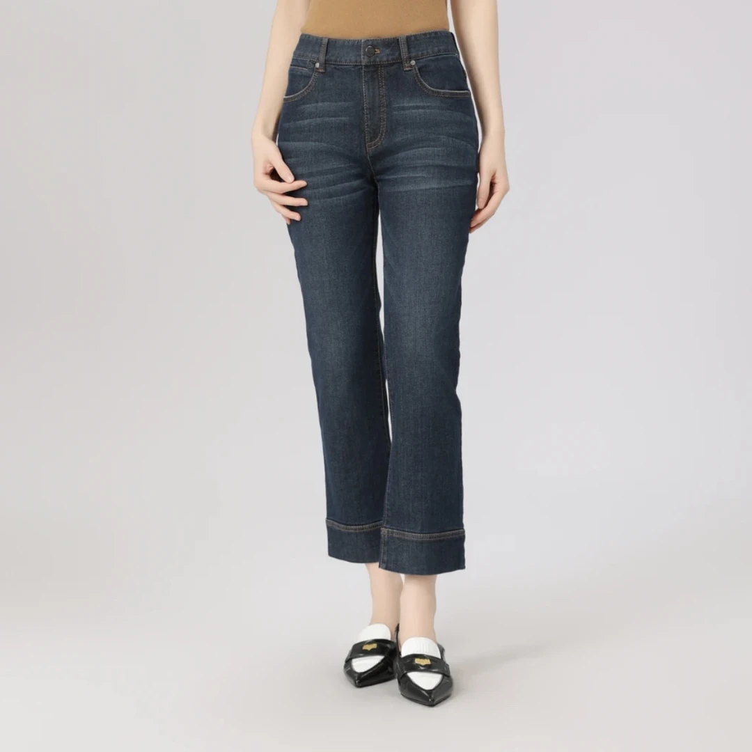 GIRDEAR/哥弟新款显瘦休闲高腰牛仔裤时尚百搭微喇九分裤1100499