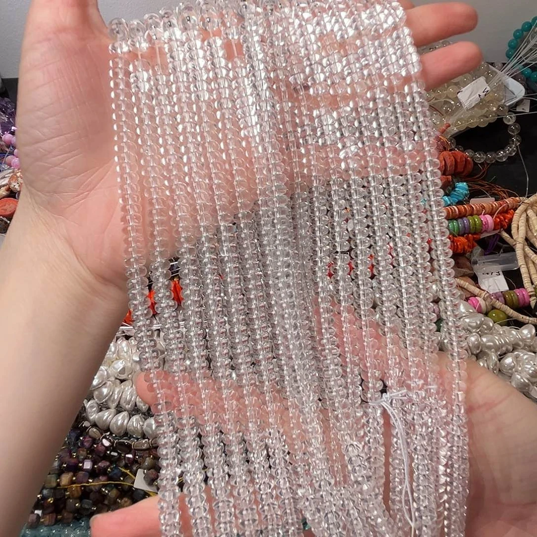 玛瑙/玉髓合金珠宝半成品N440白水晶算盘隔片6/拍一发三