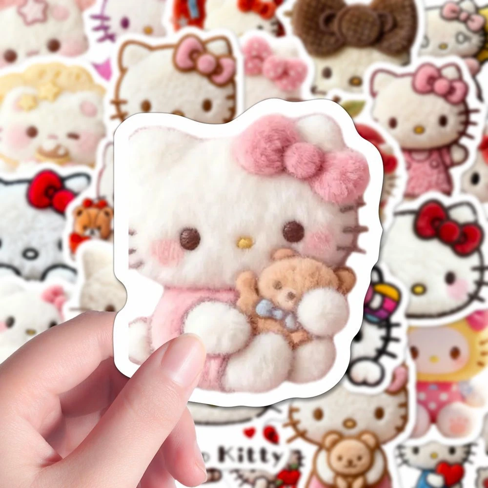 200张毛绒KT贴纸卡通可爱三丽鸥高清装饰笔记本手机壳手账素材diy