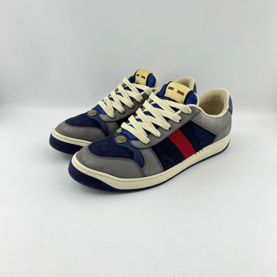 95新 GUCCI/古驰 42码/灰蓝拼色logo脏脏鞋/11150892