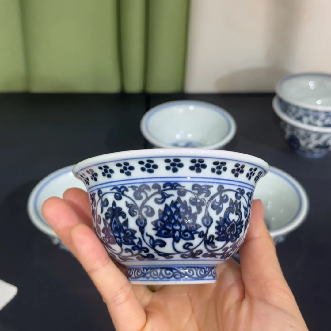 永乐青花缠枝莲大压手