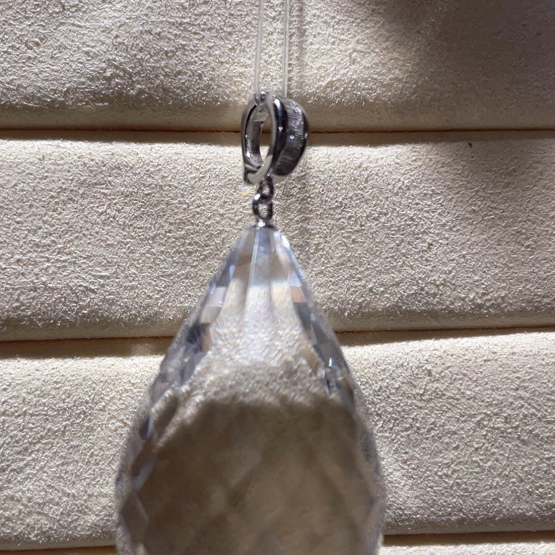 水晶吊坠(不含链)银S925镶嵌大气款