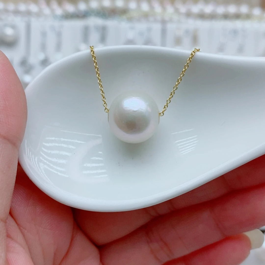 淡水珍珠18K金镶嵌颈饰13mm