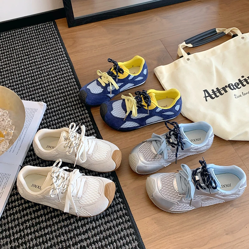 网面薄款德训鞋女2025年夏季新款复古透气百搭平底轻便运动阿甘鞋