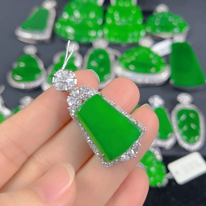 翡翠银S925镶嵌吊坠(不含链)