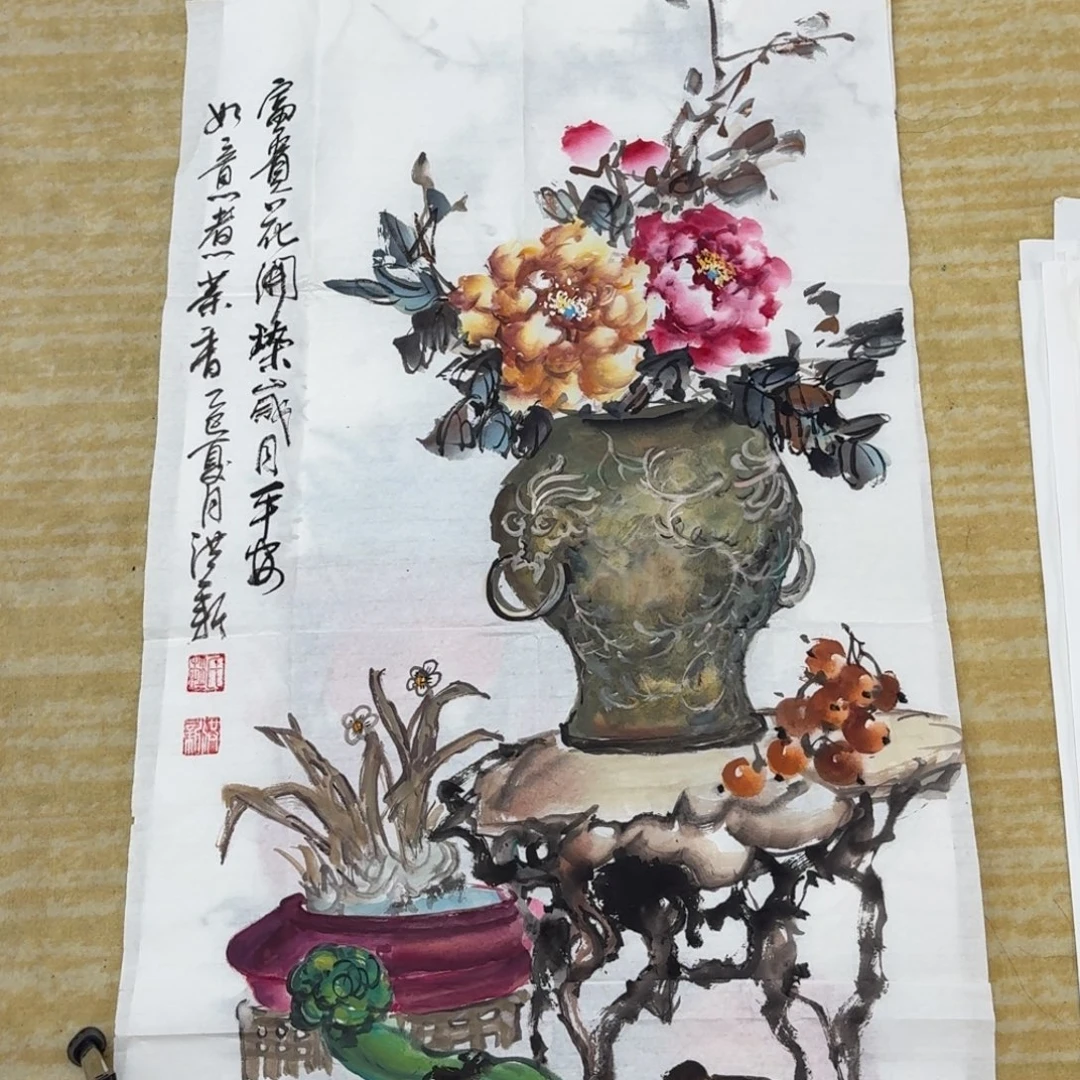 国画三尺整纸手绘作品原稿