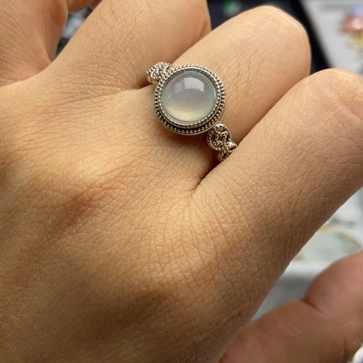 翡翠戒指银S925镶嵌戒指