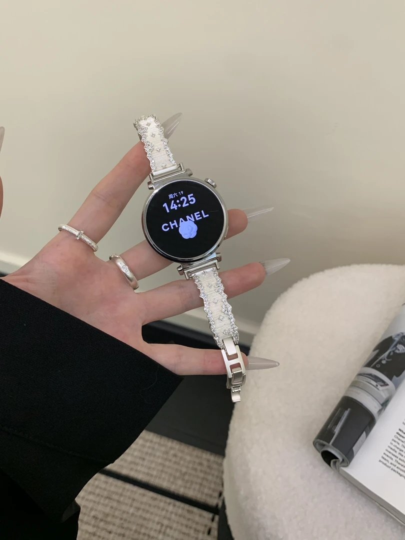 适用华为gt5手表FIT4表带watch3pro碎钻金属gt4手环9荣耀腕带小米