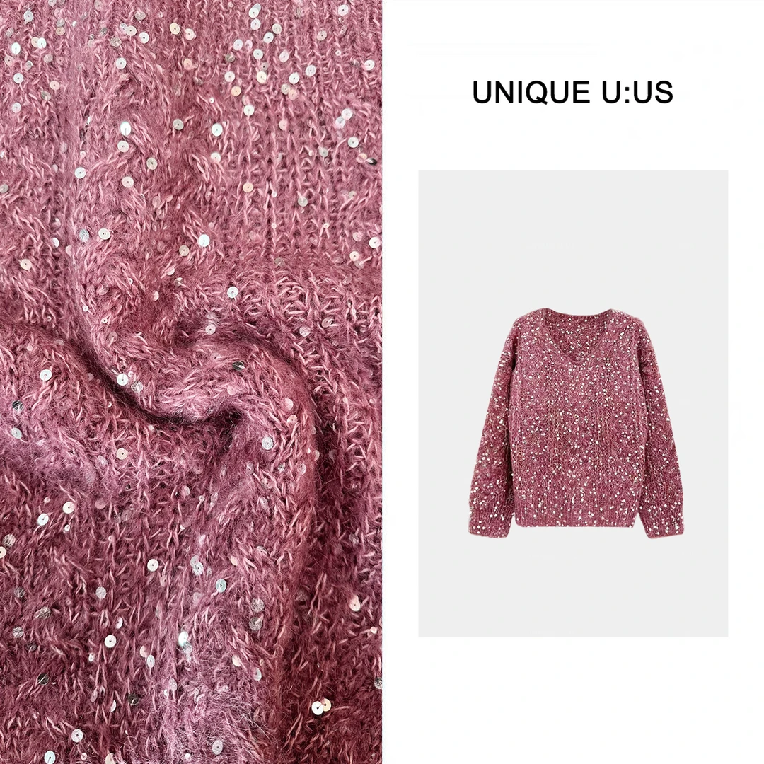 UNIQUE U:US【Tang】冬季恋歌亮片简约百搭气质针织衫-2412802