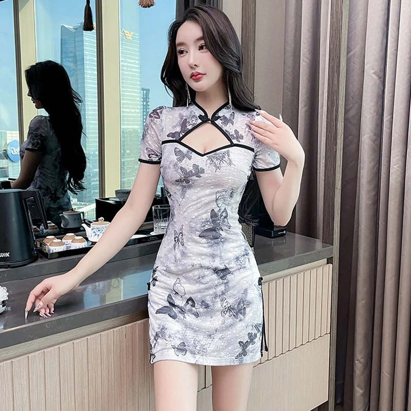 足浴技师工作服修身显瘦气质夜场spa柔式连衣裙桑拿按摩旗袍短裙