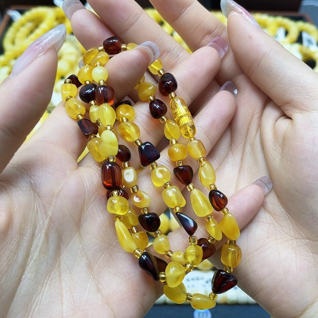 蜜蜡裸石未镶嵌多圈珠链福利