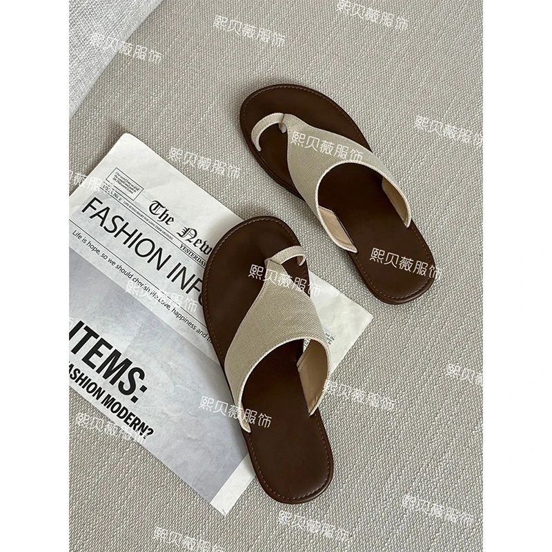 熙贝薇8 欧货复古夹趾夏季外穿休闲时尚平底沙滩凉拖凉鞋 G7996