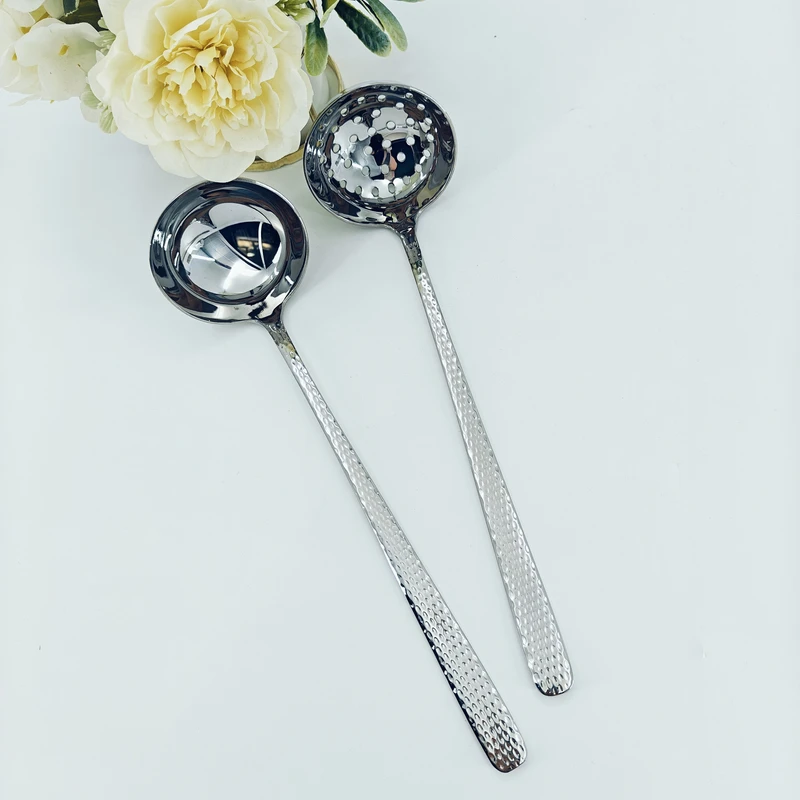 BH家28cm加厚锤纹/火锅汤勺/火锅漏勺18/10材质