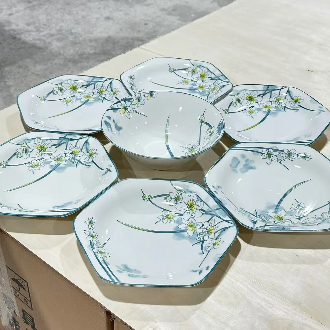 水仙花餐具七件套