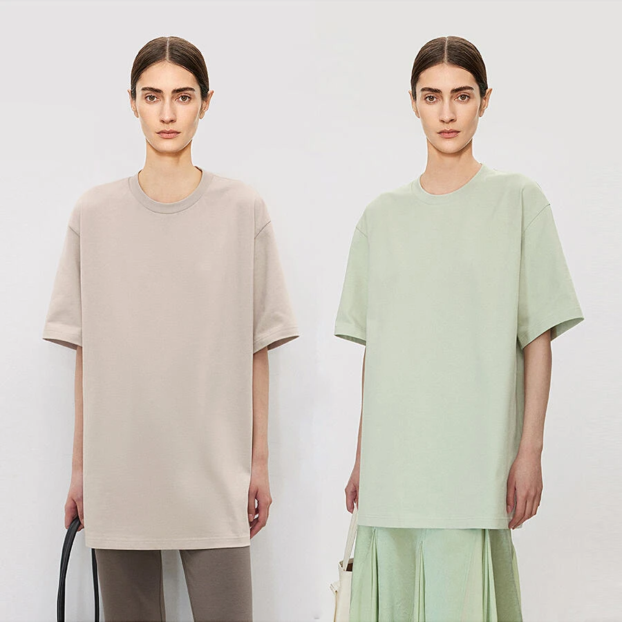 CHICJOC进店B囤萬能打底王 高端环保染色长绒棉百搭廓形纸片人T恤