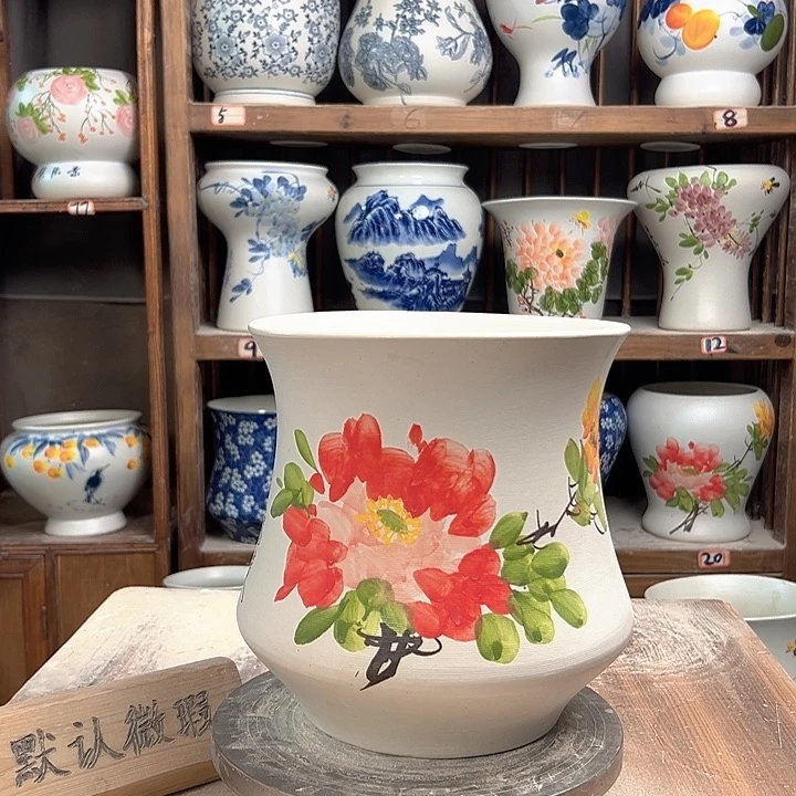 陶小蛮腰红牡丹陶瓷陶瓷