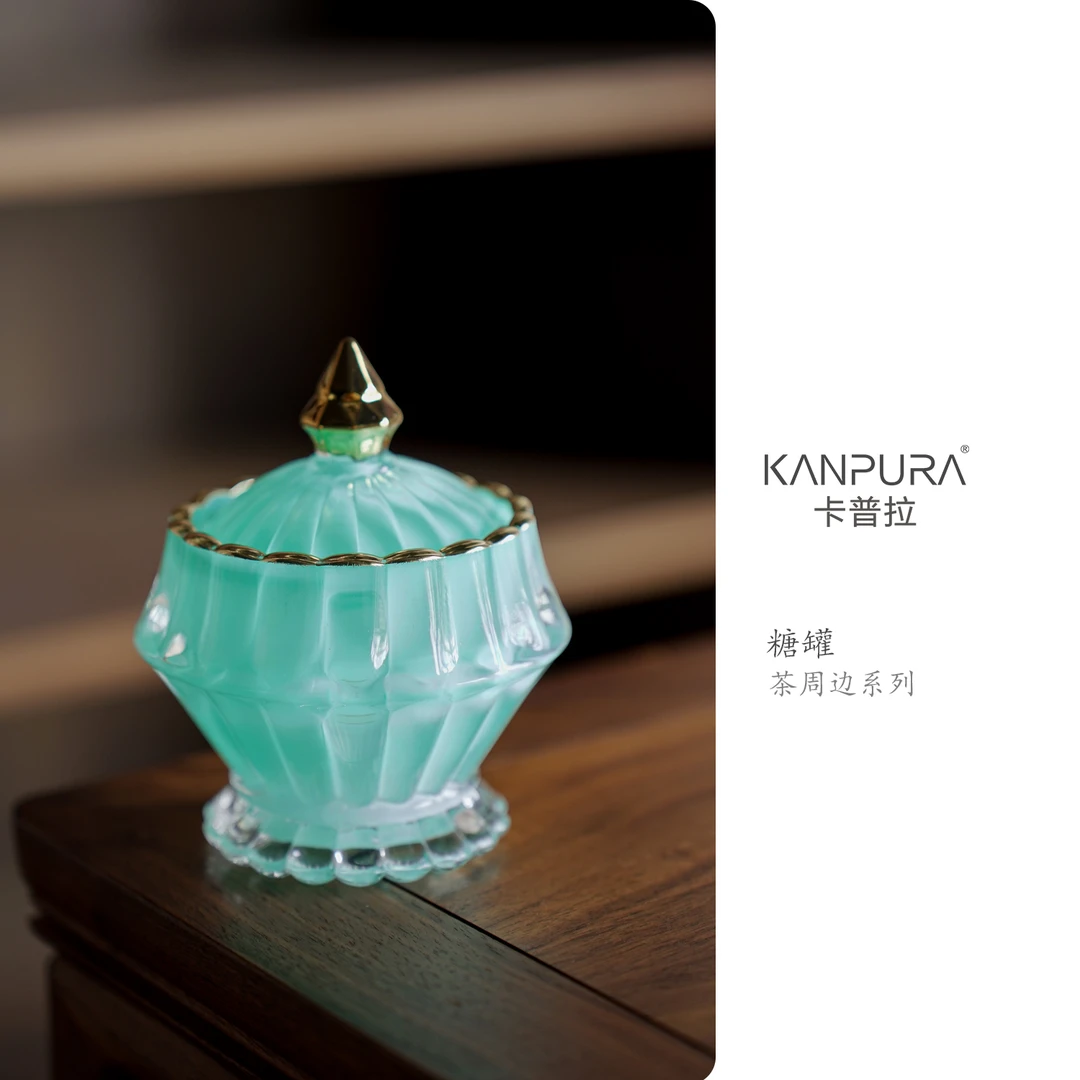 天蓝色浮雕收纳罐茶桌收纳罐