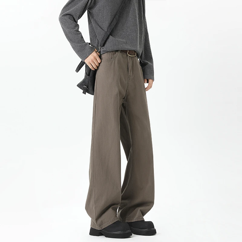 春季工装裤男生款cleanfit垂感微喇宽松直筒拖地休闲阔腿长裤子潮