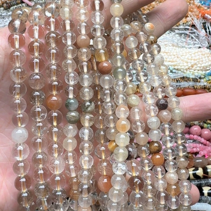 合金玛瑙/玉髓珠宝半成品一条6-7m彩发晶