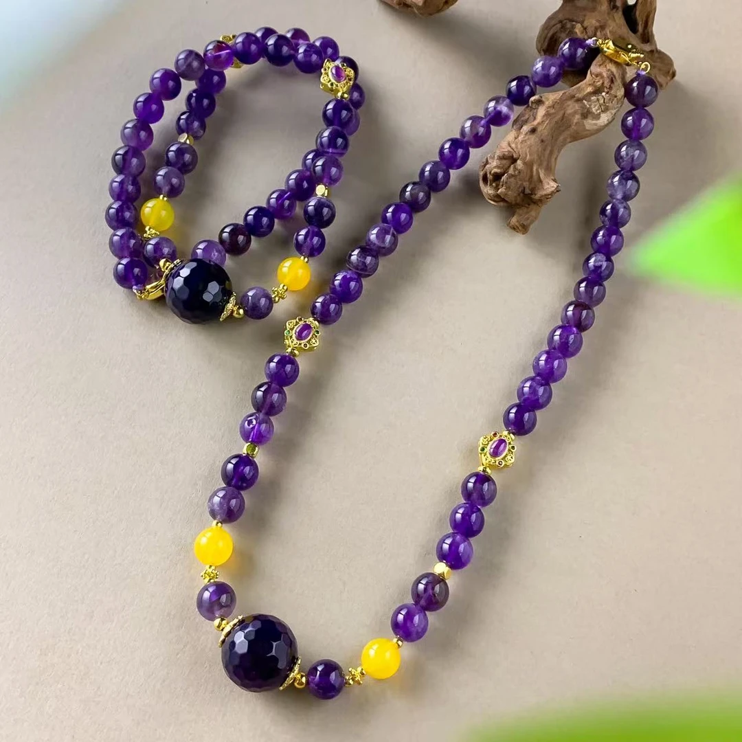 C3967大珠19+小珠10左右-多宝舒俱晶紫项链-多样性发其一