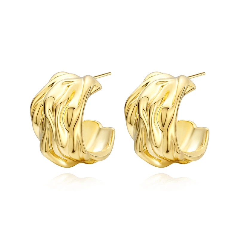 铜合金耳饰 粼波耳钉  小众设计感 轻奢简约气质百搭