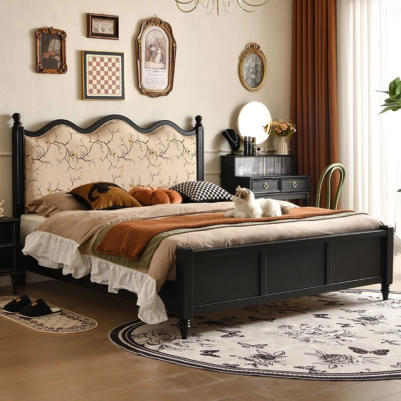 2326#法式复古实木床主卧双人床美式中古风1.8米婚床