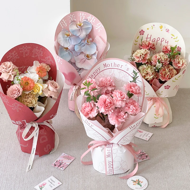 【束漫花艺】母亲节半圆款包装纸鲜花小花束防水艺术纸资材