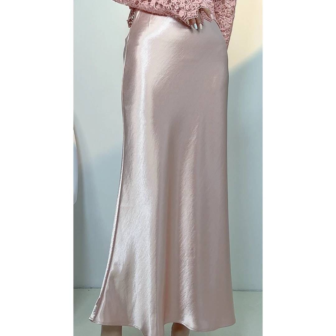 醋酸缎面半身裙女高级感松紧腰气质垂感鱼尾裙