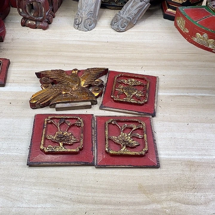 香榧木茶室空间老木雕花板