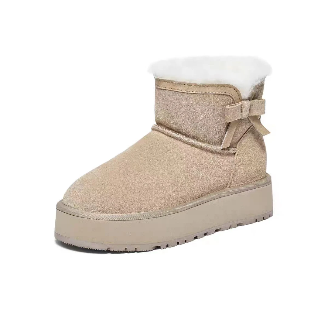 7511 天 新款休闲加绒保暖雪地靴棉鞋女厚底短靴子冬季