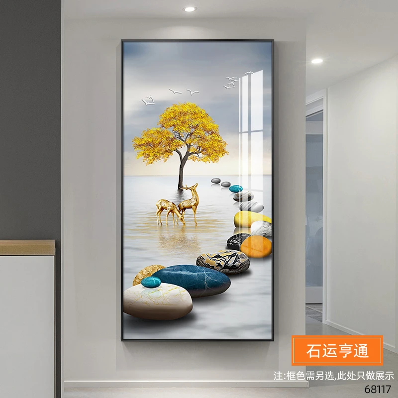 【佳人新】玄关装饰画福禄进门现代简约客厅入户门风格过道画